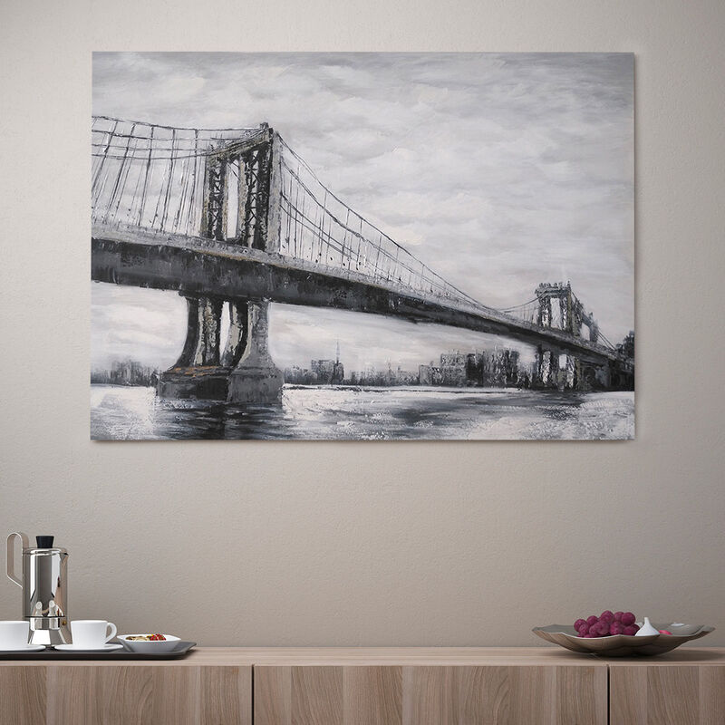 

Tema - Cuadro decorativo de paisaje urbano pintado a mano sobre lienzo 120x90cm Bridge