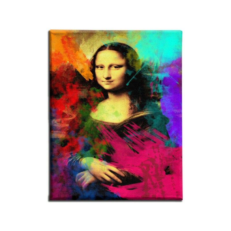 

Homemania - Cuadro De Pared - Mona Lisa con manchas de color - para la sala de estar, la habitacion - Multicolor en Poliester, Madera, 45 x 3 x 70 cm