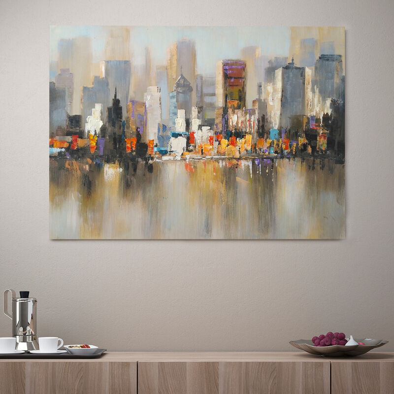 

Tema - Cuadro decorativo de paisaje urbano pintado a mano sobre lienzo 120x90cm Reflected City