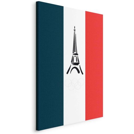 Cuadro decorativo en lienzo con estampado de los Juegos Olímpicos de París, bandera francesa con gráfico de la Torre Eiffel, 40x60 cm 110018413