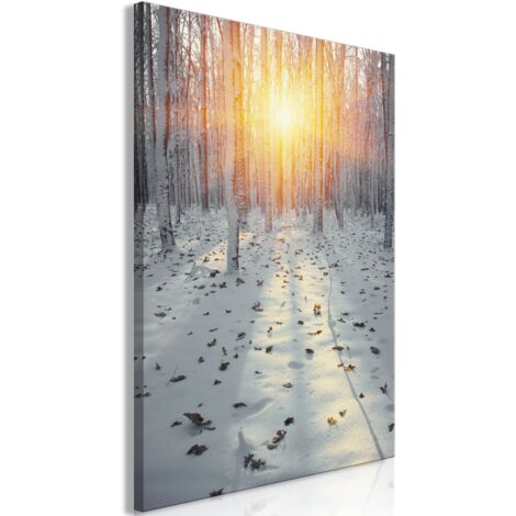 Cuadro decorativo en lienzo con impresión premium de 1 parte sobre marco de madera Patrón de tarde de invierno 40x60 cm 110018221