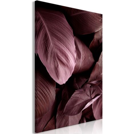 Cuadro decorativo en lienzo con impresión premium en 1 parte sobre marco de madera Patrón de hojas de terciopelo 80x120 cm 110016034
