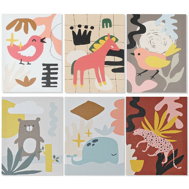 

Cuadro DKD Home Decor Animals Lienzo (6 pcs) (30 x 1.8 x 40 cm)