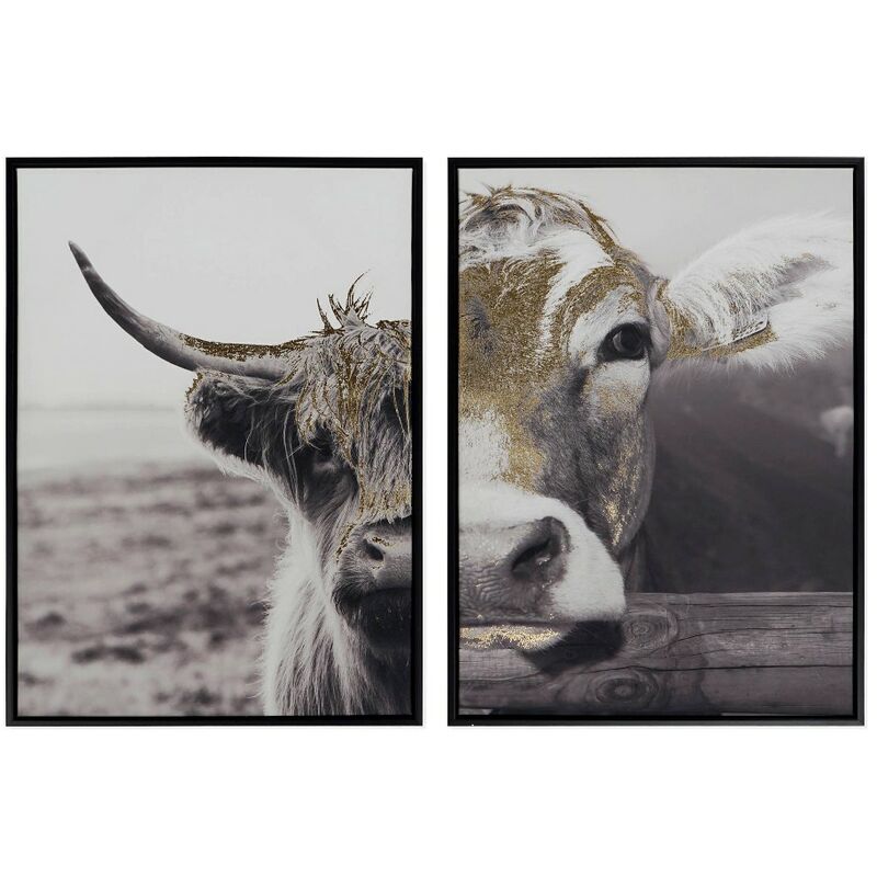 

Cuadro DKD Home Decor Art Cow Vaca (2 pcs) (50 x 4.3 x 70 cm)
