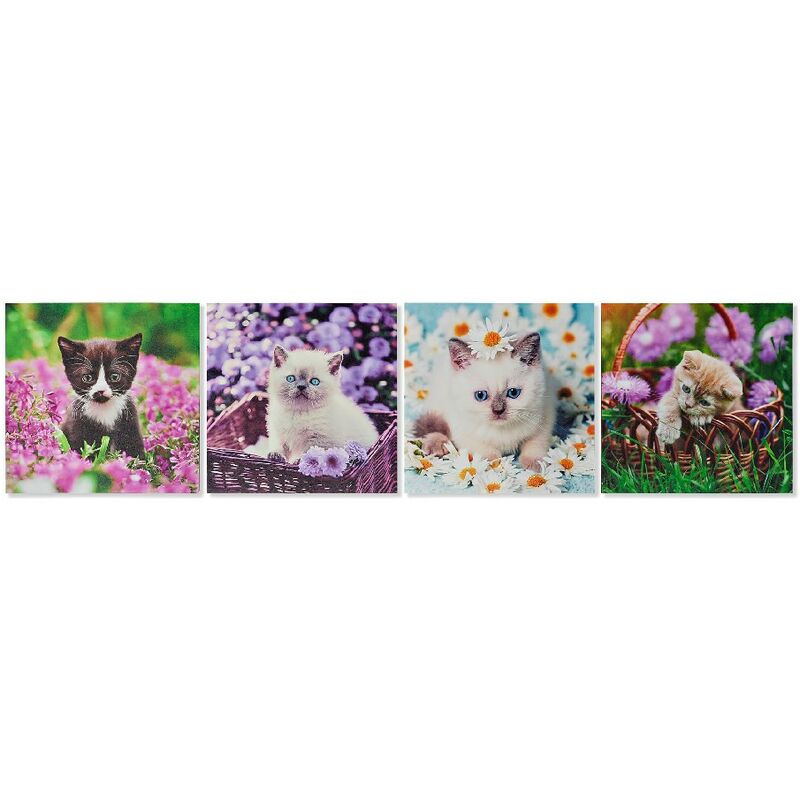 

Cuadro DKD Home Decor Cats Lienzo (4 pcs) (28 x 1.5 x 28 cm)