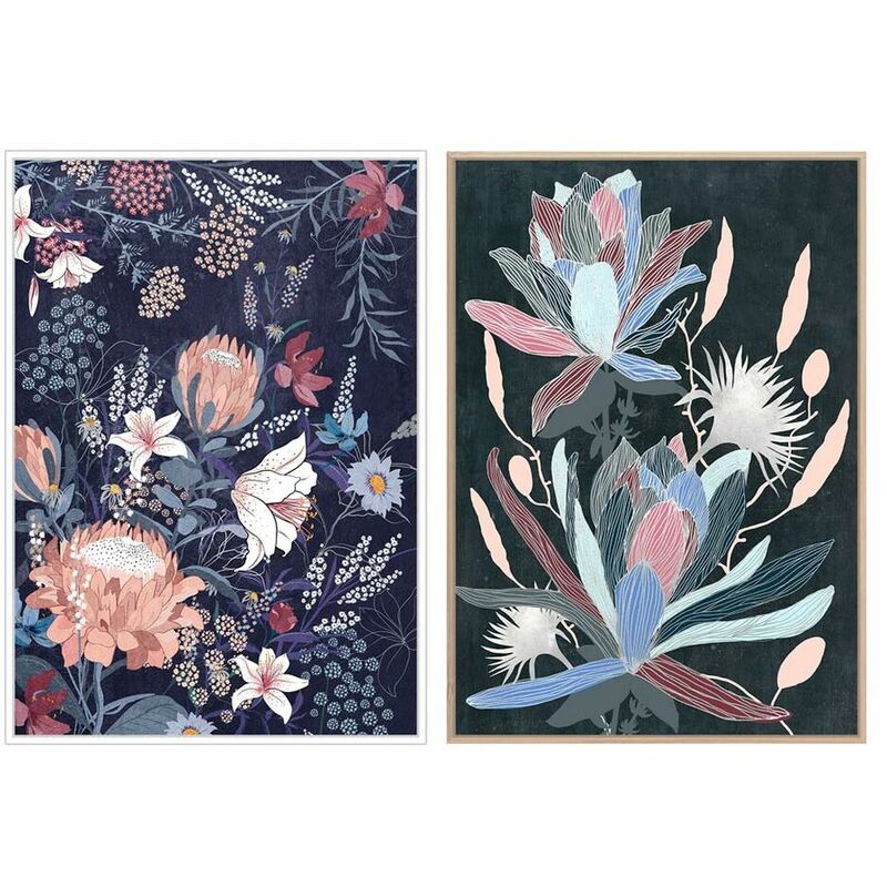 

Cuadro DKD Home Decor Flores (2 pcs) (53 x 4.3 x 73 cm)