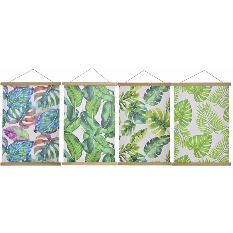 

Cuadro DKD Home Decor Lino Madera Hojas (4 pcs) (42 x 65 x 2.5 cm)