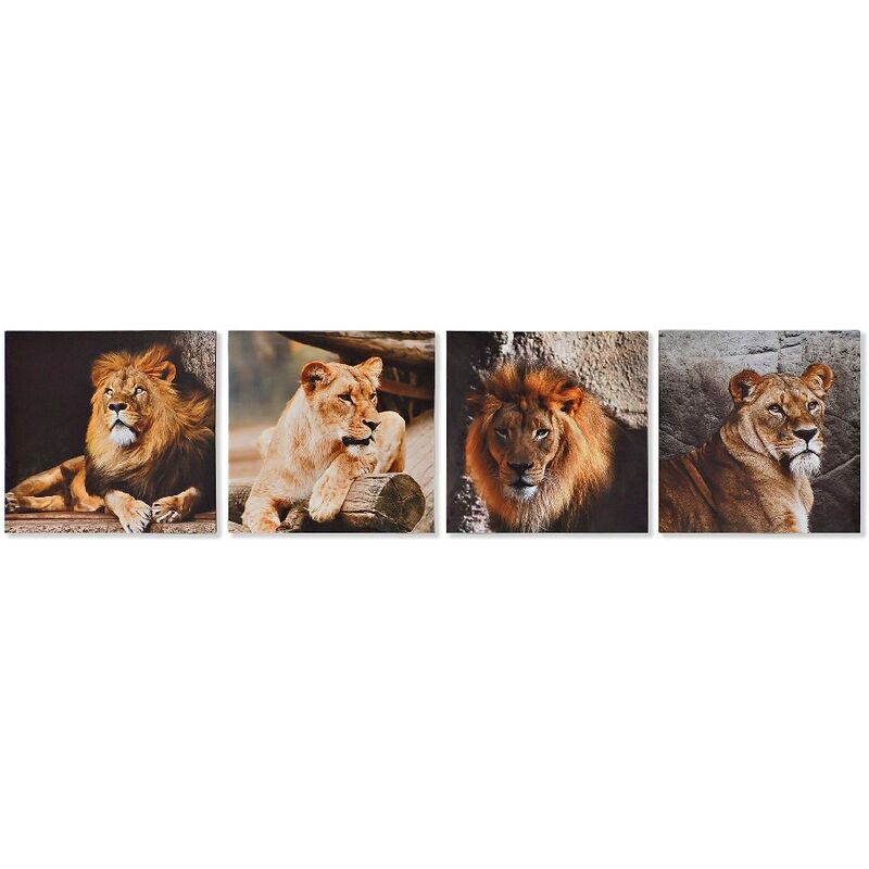 

Cuadro DKD Home Decor Lions León (4 pcs) (40 x 2.3 x 40 cm)