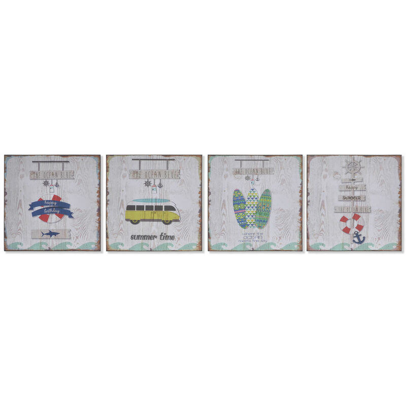 

Cuadro DKD Home Decor Madera Papel Verano (4 pcs) (25 x 1 x 25 cm)