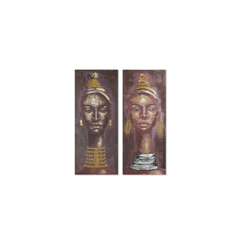 

Cuadro DKD Home Decor Mujer Étnica Multicolor (2 pcs) (55 x 3 x 135 cm)