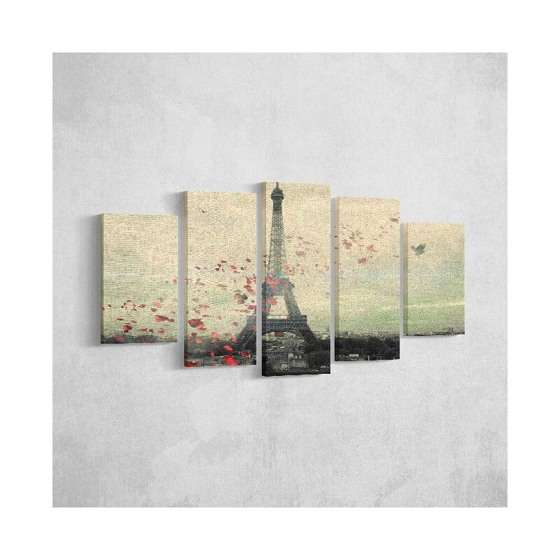 

Homemania - Cuadro Eiffel Tours - 5 piezas - Ciudades y paisajes - por sala de estar, habitacion - Multicolor en Poliester, madera, 100 x 3 x 60 cm