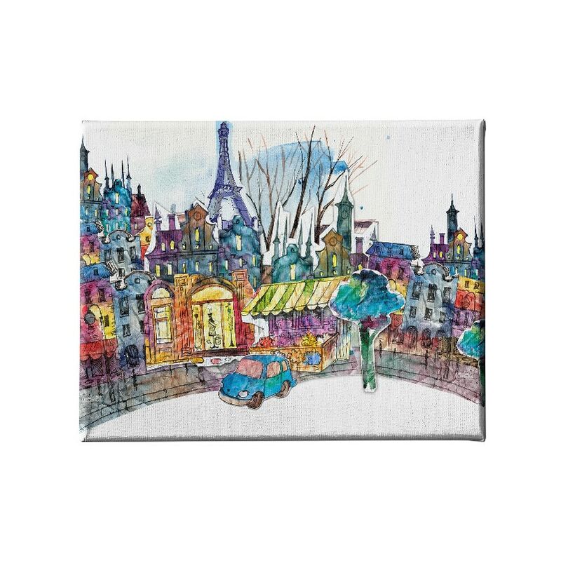 

Homemania - Cuadro Eiffel Tours - Arte y Graffiti - para la sala de estar, la habitacion - Multicolor en Poliester, madera, 45 x 3 x 70 cm