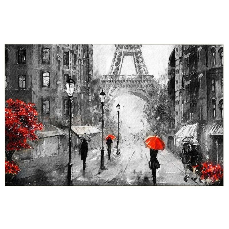 

Homemania - Cuadro Eiffel Tours - Ciudades y paisajes - para la sala de estar, la habitacion - Multicolor en Poliester, madera, 100 x 3 x 50 cm