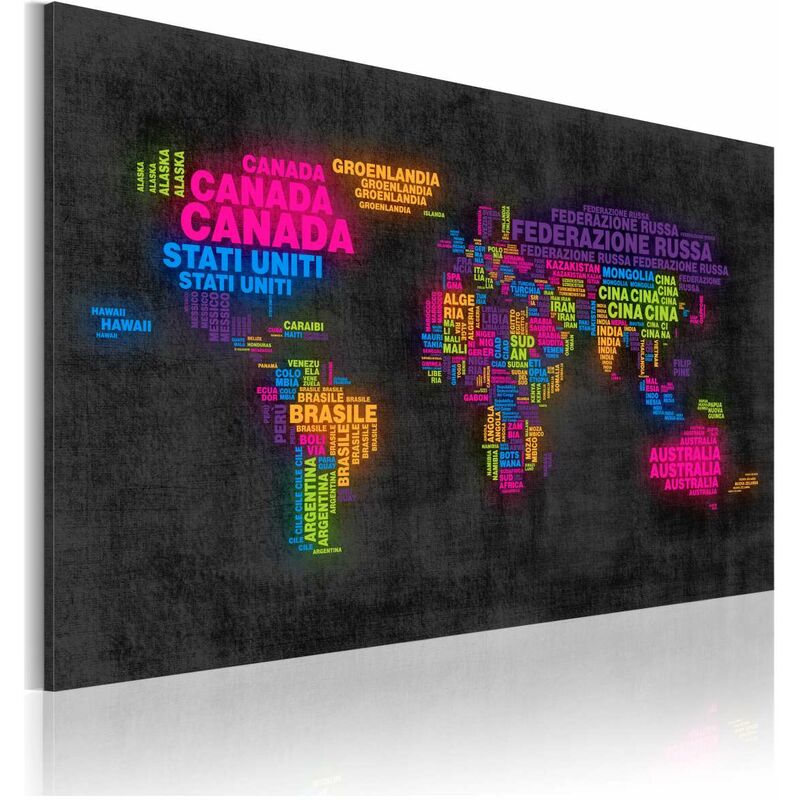 

Cuadro - El mapa del mundo - nombres italianos de los países Medidas 60X40