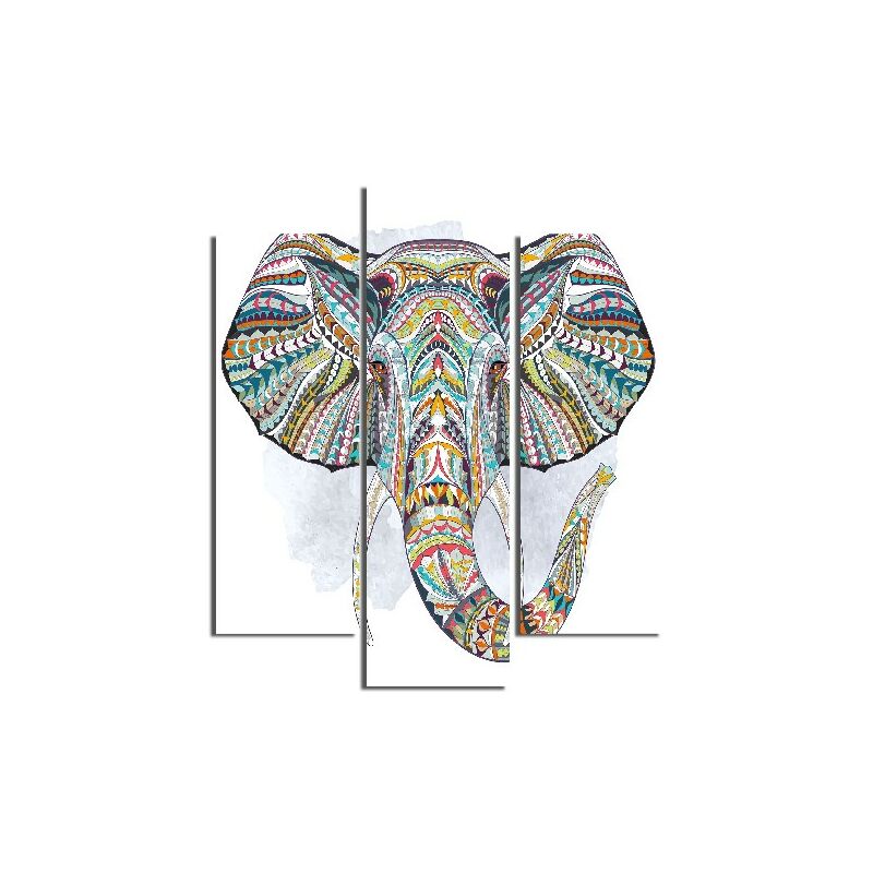

Homemania - Cuadro Elefante - 3 Piezas - Animales - de la sala de estar, habitacion - Multicolor en MDF, 57 x 0,3 x 60 cm
