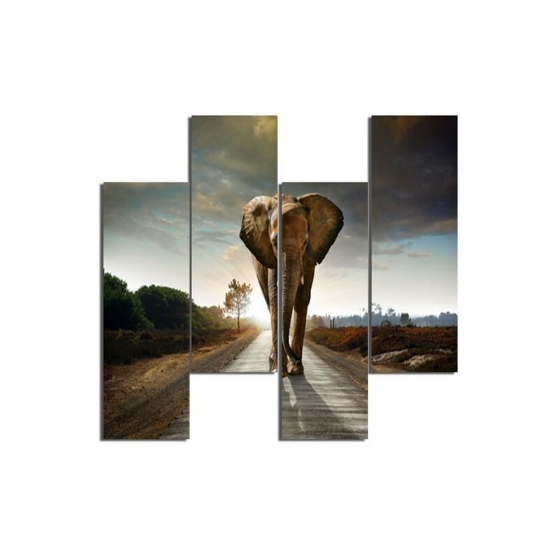 

Homemania - Cuadro Elefante - 4 Piezas - Animales - de la sala de estar, habitacion - Multicolor en MDF, 76 x 0,3 x 50 cm