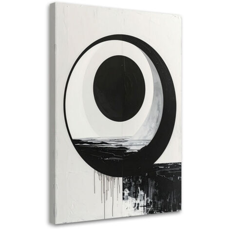 Cuadro en Lienzo, Abstracción Forma circular infinita en blanco y negro, 20x30