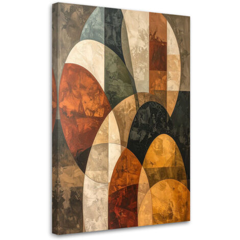 Cuadro en Lienzo, Abstracción geométrica en colores beige y marrón, 20x30