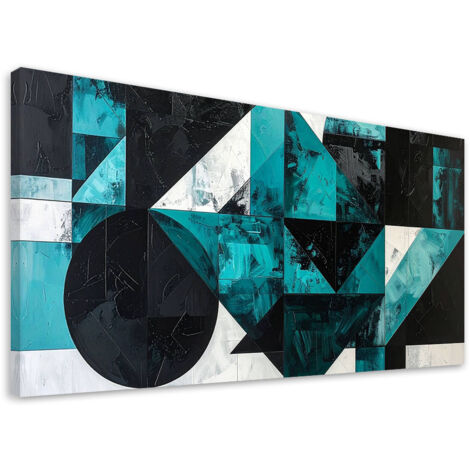 Cuadro en Lienzo, Abstracción geométrica turquesa, 80x40