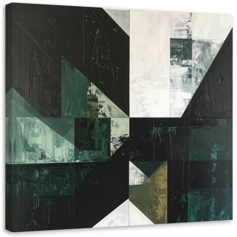 Cuadro en Lienzo, Abstracción geométrica verde, 20x20