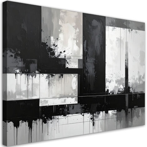 Cuadro en Lienzo, Abstracción moderna en blanco y negro, 30x20