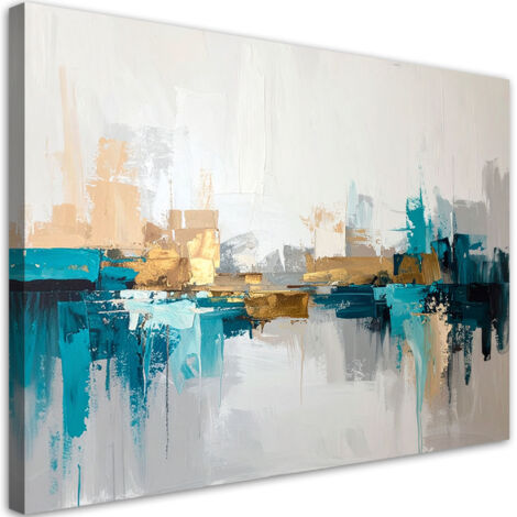 Cuadro en Lienzo, Abstracción moderna turquesa, 30x20