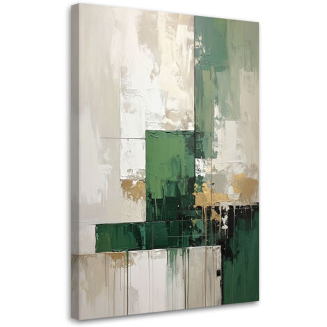Cuadro en Lienzo, Abstracción verde y beige, 20x30