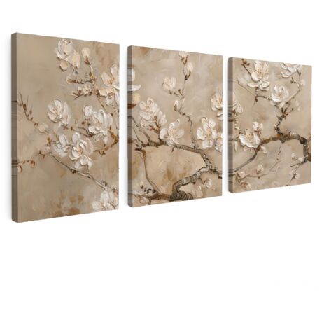 CUADRO EN LIENZO Beige - Flor - Moderno Tríptico Set de 3 180x80