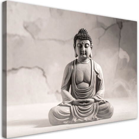 Cuadro en Lienzo, Buda meditando spa zen beige, 30x20