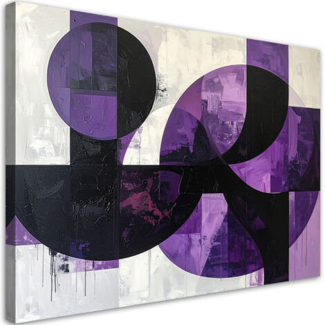 Cuadro en Lienzo, Círculos violeta con formas geométricas, 45x30