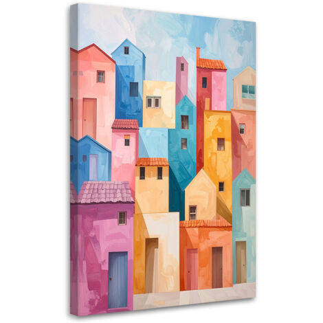 Cuadro en Lienzo, Ciudad abstracta y colorida, 20x30