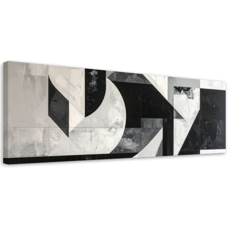 Cuadro en Lienzo, Composición abstracta en blanco y negro, 90x30