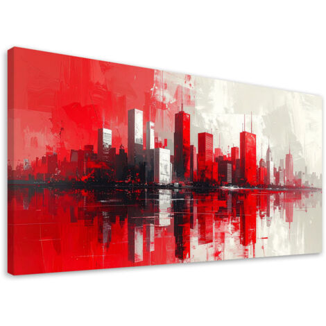 Cuadro en Lienzo, Edificios rojos de la ciudad imitación pintura, 80x40