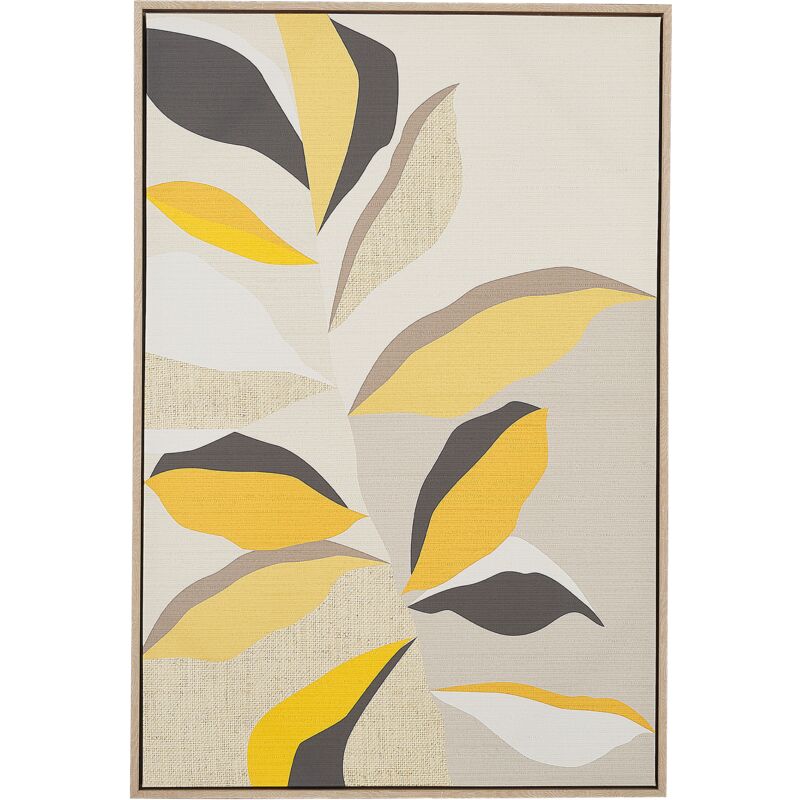 

Cuadro en lienzo enmarcado beige/amarillo 63 x 93 cm FICUZZA