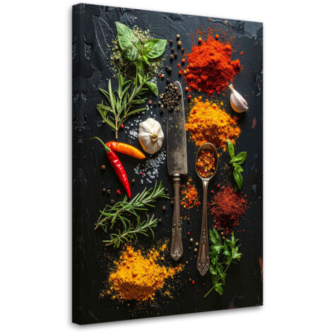 Cuadro en Lienzo, Especias hierbas verduras, 30x45
