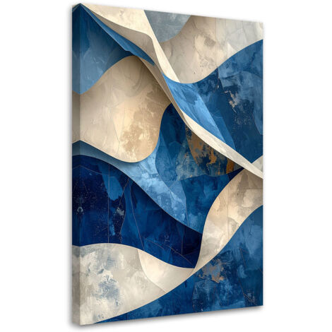 Cuadro en Lienzo, Formas abstractas figuras morado azul, 20x30