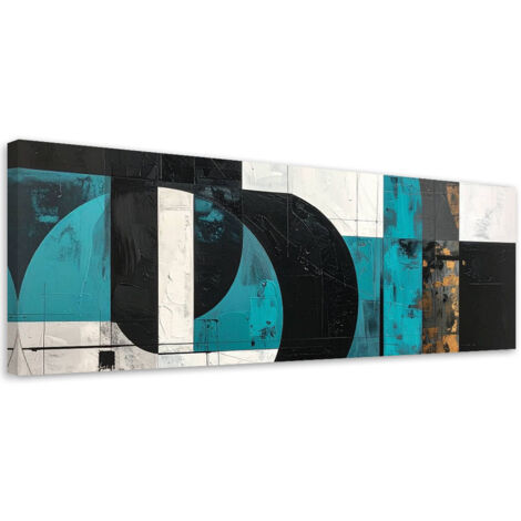 Cuadro en Lienzo, Formas geométricas abstracción turquesa, 90x30