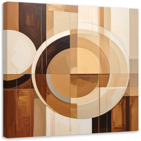 Cuadro en Lienzo, Formas geométricas abstractas en beige, 60x60
