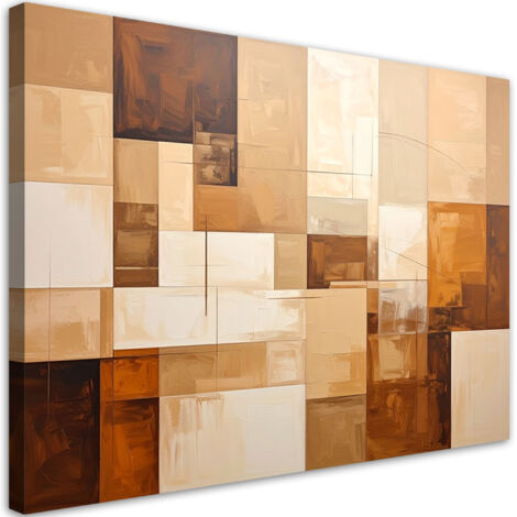 Cuadro en Lienzo, Formas geométricas abstractas en beige, 90x60