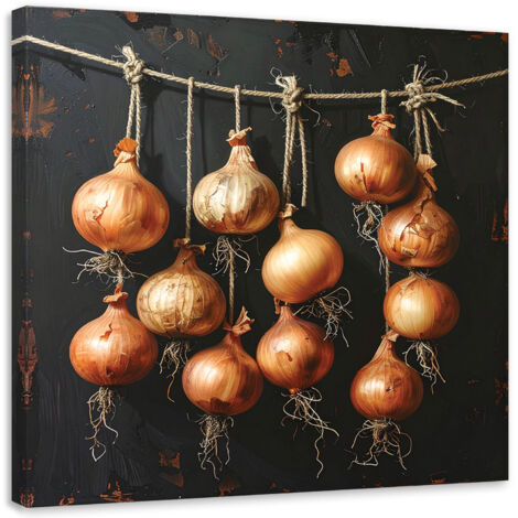 Cuadro en Lienzo, Hortalizas de cebolla doradas, 20x20