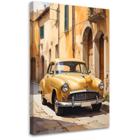 Cuadro en Lienzo, Italia calle de la Toscana y coche antiguo, 20x30