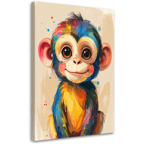 Cuadro en Lienzo, Monos coloridos animales exóticos, 20x30