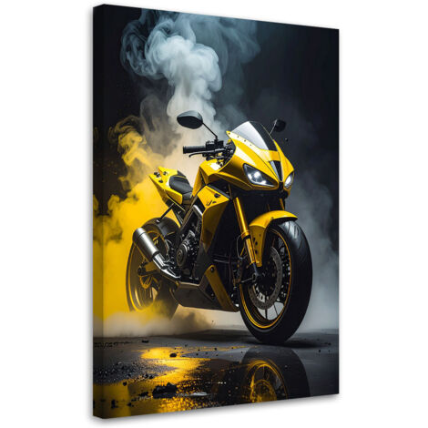Cuadro en Lienzo, Motocicleta amarilla Motocicleta, 30x45