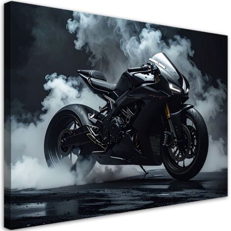 Cuadro en Lienzo, Motocicleta deportiva negra, 30x20