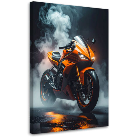 Cuadro en Lienzo, Motociclista naranja, 20x30