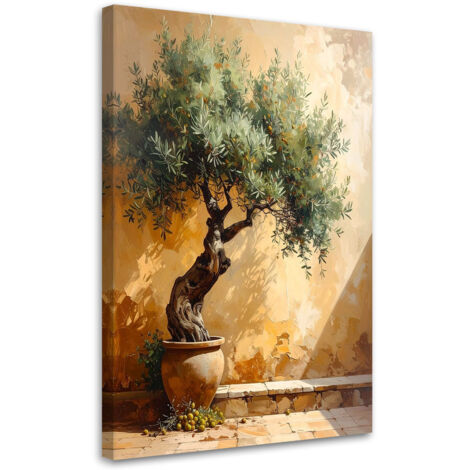 Cuadro en Lienzo, Olivo contra un fondo de pared en beige, 40x60