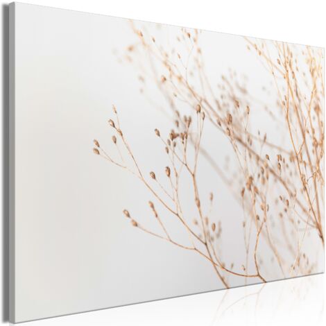 Cuadro en lienzo para decoración de pared, impresión premium en 1 parte sobre marco de madera, diseño minimalista de ramitas 60x40 cm 110015982