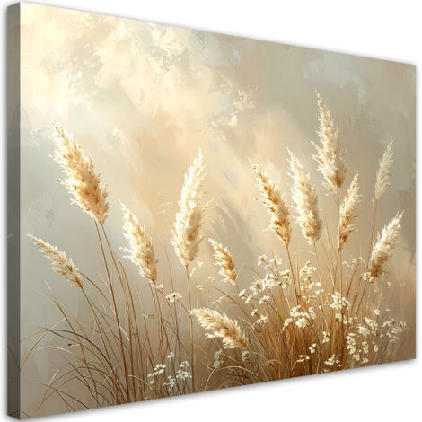 Cuadro en Lienzo, Plantas herbáceas naturaleza en estilo boho beige, 45x30