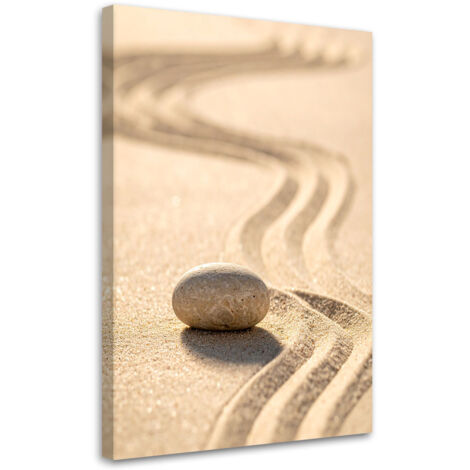 Cuadro en Lienzo, Playa de arena piedra zen spa, 30x45