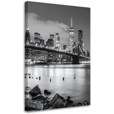 Cuadro en Lienzo, Puente de Brooklyn por la noche Nueva York, 40x60